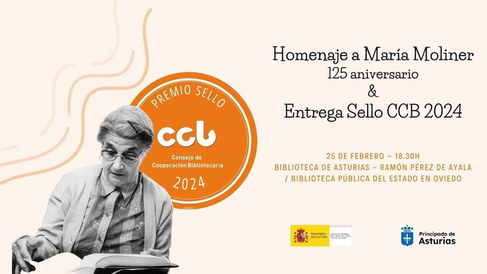 Los actos conmemorativos arrancan el martes 25 de febrero en la Biblioteca Pública del Estado en Oviedo, en el marco de la entrega del Sello CCB 2024 a proyectos innovadores en bibliotecas españolas.