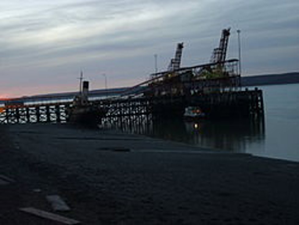 Muelle, argentina, grúa, petróleo