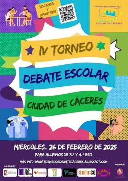 Cartel del IV Torneo de Debate Escolar Ciudad de Cáceres