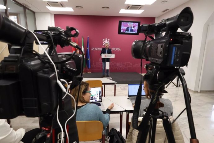 El portavoz del gobierno del Ayuntamiento de Córdoba, Miguel Ángel Torrico, informa de la Junta de Gobierno Local.