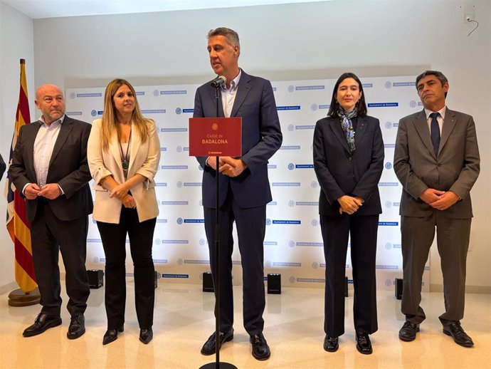 Rueda de prensa del alcalde de Badalona (Barcelona), Xavier Garcia Albiol, y la consellera de Interior, Nuria Parlon
