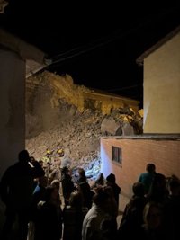 Los trabajos de recuperación de la torre de la Iglesia de Viguera tras su derrumbe están "en las mejores manos"