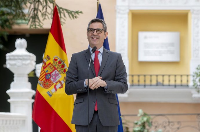 El ministro de la Presidencia, Justicia y Relaciones con las Cortes, Félix Bolaños, interviene durante una jornada sobre la mediación y los Medios Adecuados de Solución de Controversias (MASC), en el Ministerio de la Presidencia, Justicia y Relaciones con