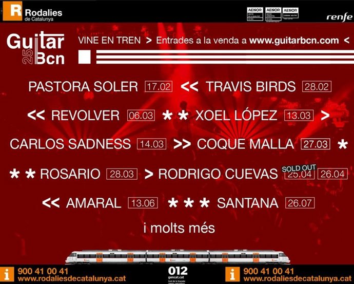 Cartel del Guitar BCN 2025 en colaboración con Rodalies de Catalunya