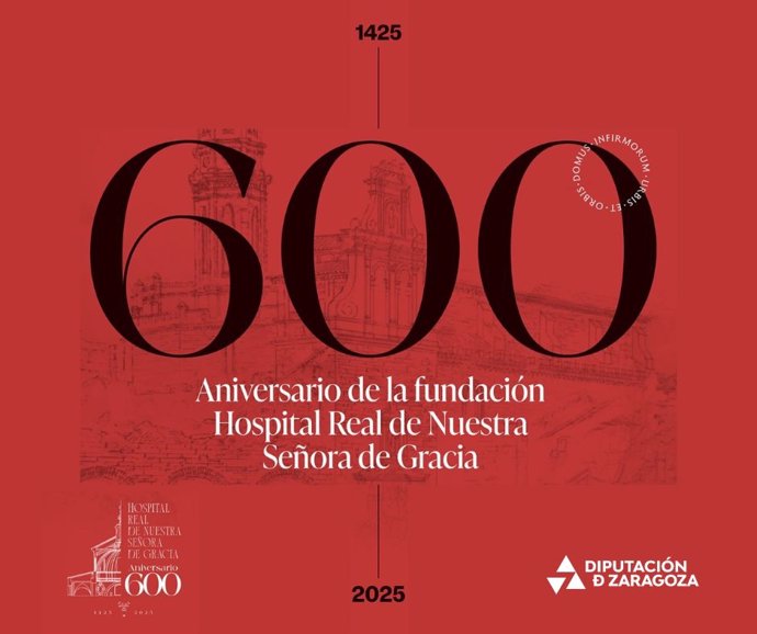 Cartel del 600 aniversario del Hospital Nuestra Señora de Gracia de Zaragoza.
