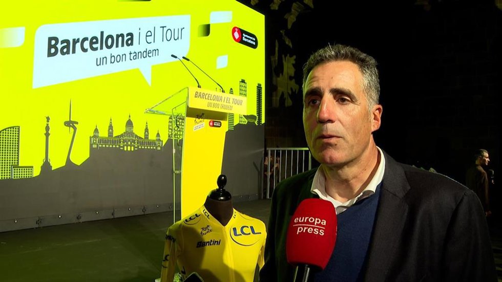El exciclista español Miguel Indurain atiende a Europa Press en la presentación de la 'Grand Départ' del Tour de Francia 2026, que saldrá desde Barcelona