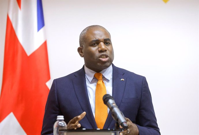 February 5, 2025, Kyiv, Ukraine: KYIV, UKRAINE - FEBRUARY 5, 2024 - British Secretary of State for Foreign, Commonwealth and Development Affairs David Lammy speaks during a joint press conference with Foreign Minister of Ukraine Andrii Sybiha, Kyiv, capit