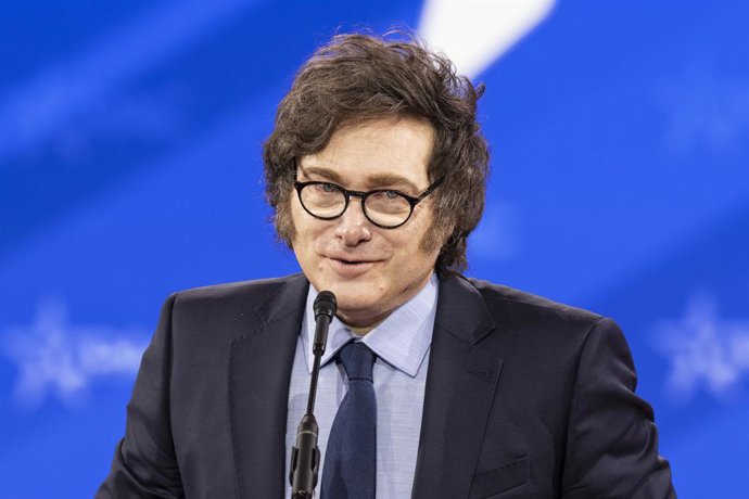 February 22, 2025, National Harbor, Maryland, United States: President of Argentina Javier Milei speaks during 2025 CPAC Conference Day 3 at Gaylord Convention Center in National Harbor, Maryland