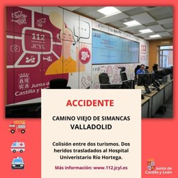 Gráfico elaborado por el 112 con datos del accidente ocurrido este miércoles en Valladolid