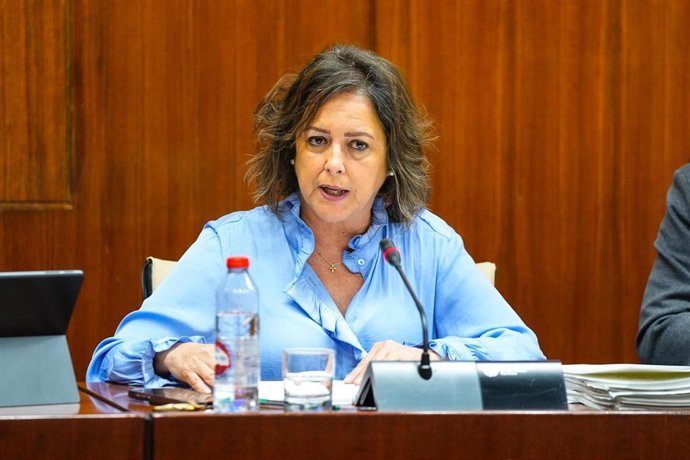 La consejera de Sostenibilidad de la Junta de Andalucía, Catalina García, en la comisión parlamentaria del 26 de febrero de 2025.