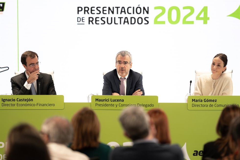 El presidente de Aena, Maurici Lucena, en rueda de prensa