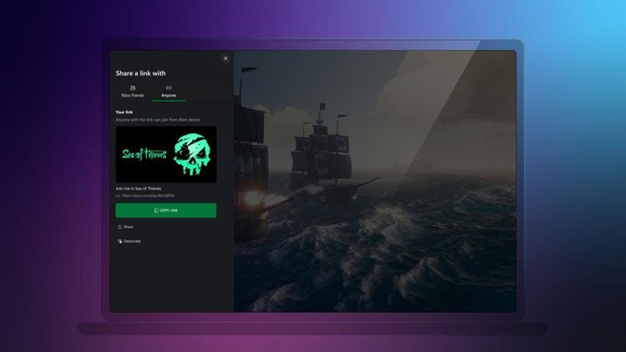 Função para convidar outros usuários por meio de um link do Xbox Cloud Gaming.