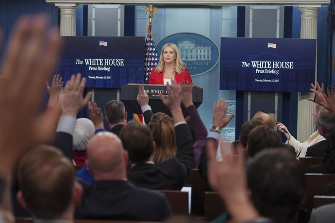 La portavoz de la Casa Blanca, Karoline Leavitt, durante una rueda de prensa