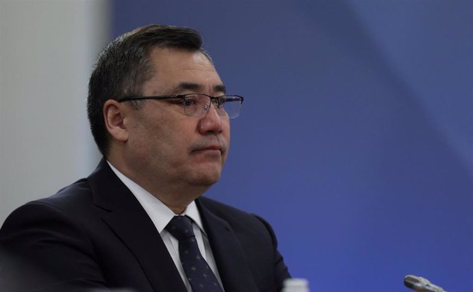 Archivo - El presidente de Kirguistán, Sadir Japarov, durante una cumbre internacional celebrada en diciembre de 2024 en la región de Leningrado, en Rusia (archivo)
