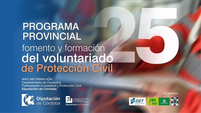 Cartel del Programa Provincial de Fomento y Formación del Voluntariado de Protección Civil.