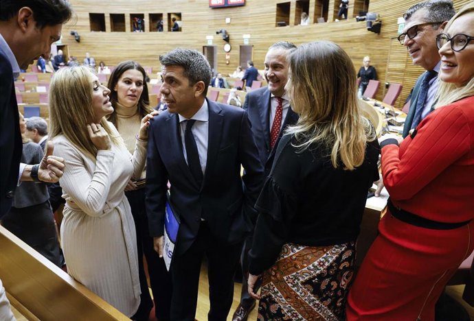 El 'president' de la Generalitat, Carlos Mazón, durante una sesión de control en Les Corts