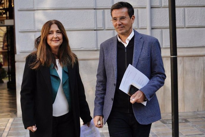 Archivo - Los diputados provinciales del PSOE Remedios Gámez y Paco Cuenca, en imagen de archivo