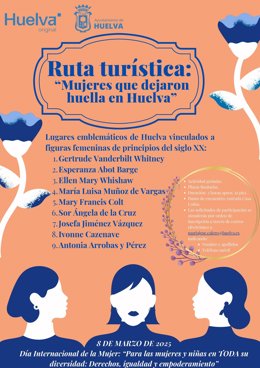 Cartel de la ruta 'Mujeres que dejaron huella' en Huelva.