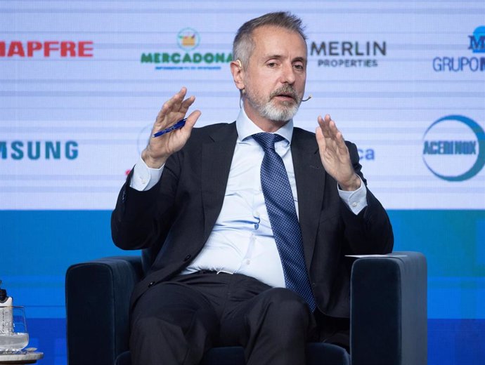 Archivo - El presidente de Indra, Marc Murtra, interviene durante el foro 'Generación de Oportunidades', en el Auditorio ‘El Beatriz Madrid’, a 6 de mayo de 2024, en Madrid (España). 