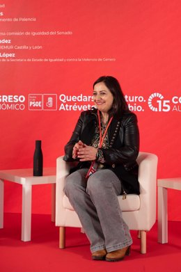 La alcaldesa de Palencia, Miriam Andrés, durante el ágora 'Igualdad para transformar Castilla y León: un compromiso feminista por la cohesión social y territorial', dentro del 15º Congreso Socialista de Castilla y León. 