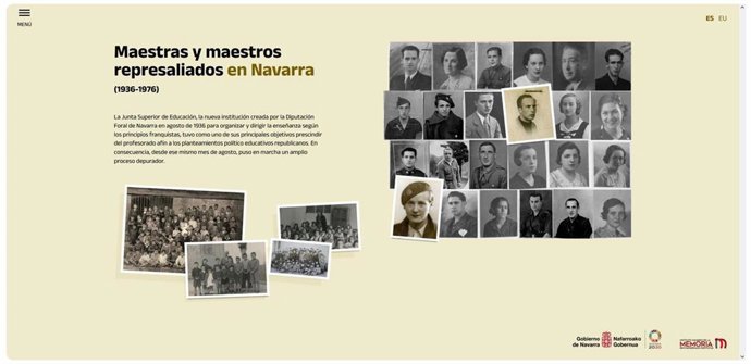 Web del Instituto Navarro de la Memoria sobre docentes represaliados