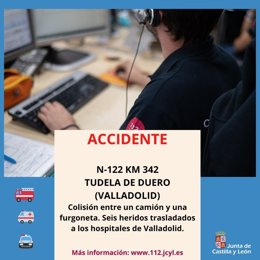 Gráfico elaborado por el 112 con datos sobre los heridos en Tudela (Valladolid)