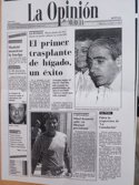 Portada que recoge el primer trasplante de hígado 