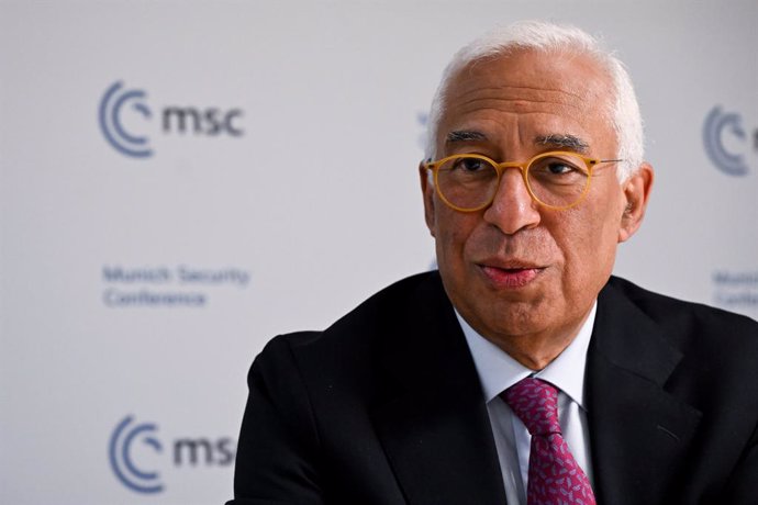 HANDOUT - 14 February 2025, Bavaria, Munich: EU Council President Antonio Costa speaks during an interview on the sidelines of the 61st Munich Security Conference (MSC). Photo: Sierakowski Frederic/European Union/dpa - ATTENTION: editorial use only and on