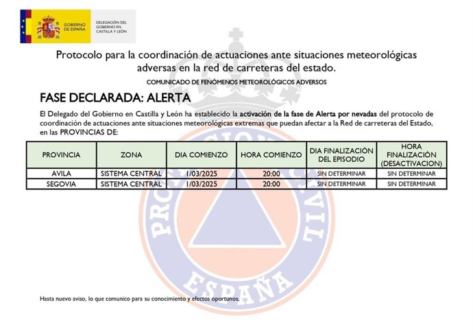 Activa Fase de Alerta