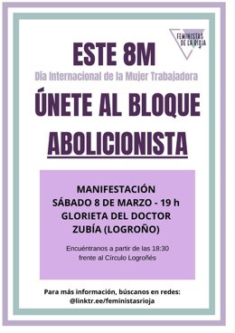Feministas de La Rioja organizará un bloque abolicionista dentro de la manifestación del 8 de marzo