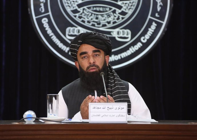 Archivo - KABUL, June 30, 2024  -- Zabihullah Mujahid, spokesman of the Afghan caretaker government, speaks in Kabul, the capital of Afghanistan, June 29, 2024. The delegation of the Afghan caretaker government aims to solve problems and stimulate underst