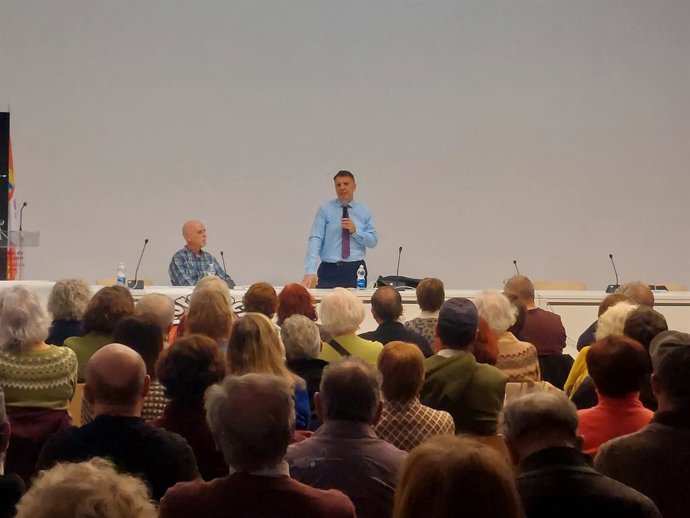 O magistrado Joaquim Bosch durante a apresentação de seu livro "Jaque a la democracia" na Biblioteca Pública de Segóvia.