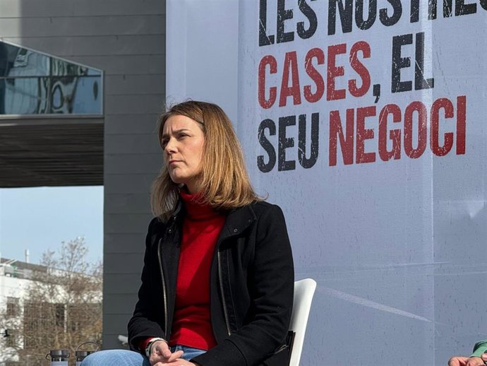 La líder de los Comuns en el Parlament, Jéssica Albiach, en el acto de este sábado