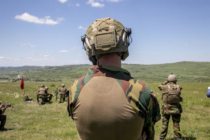 Archivo - The Belgian army detachment in Cincu, Romania holds an exercise on Tuesday 07 June 2022.