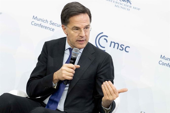 15 de fevereiro de 2025, Munique, Baviera, Alemanha: MARK RUTTE, secretário-geral da Organização do Tratado do Atlântico Norte; ex-primeiro-ministro do Reino dos Países Baixos, na 61ª Conferência de Segurança de Munique (MSC), no Hotel Bayerischer Hof.