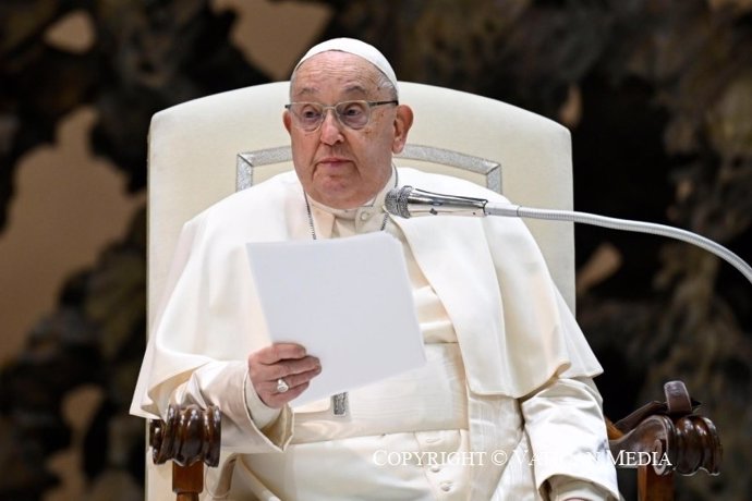 Archivo - Arxivo - El papa Francesc a l'audiència general d'aquest dimecres 15 de gener de 2025.