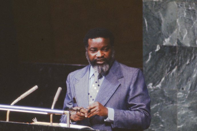 Archivo - April 28,1968, New York, New York: SAM NUJOMA speaking at the 9th United Nations General Assembly meeting.