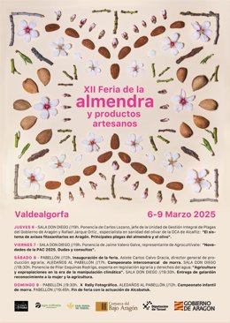 Cartel de la XII Feria de la Almendra y productos artesanos de Valdealgorfa (Teruel).