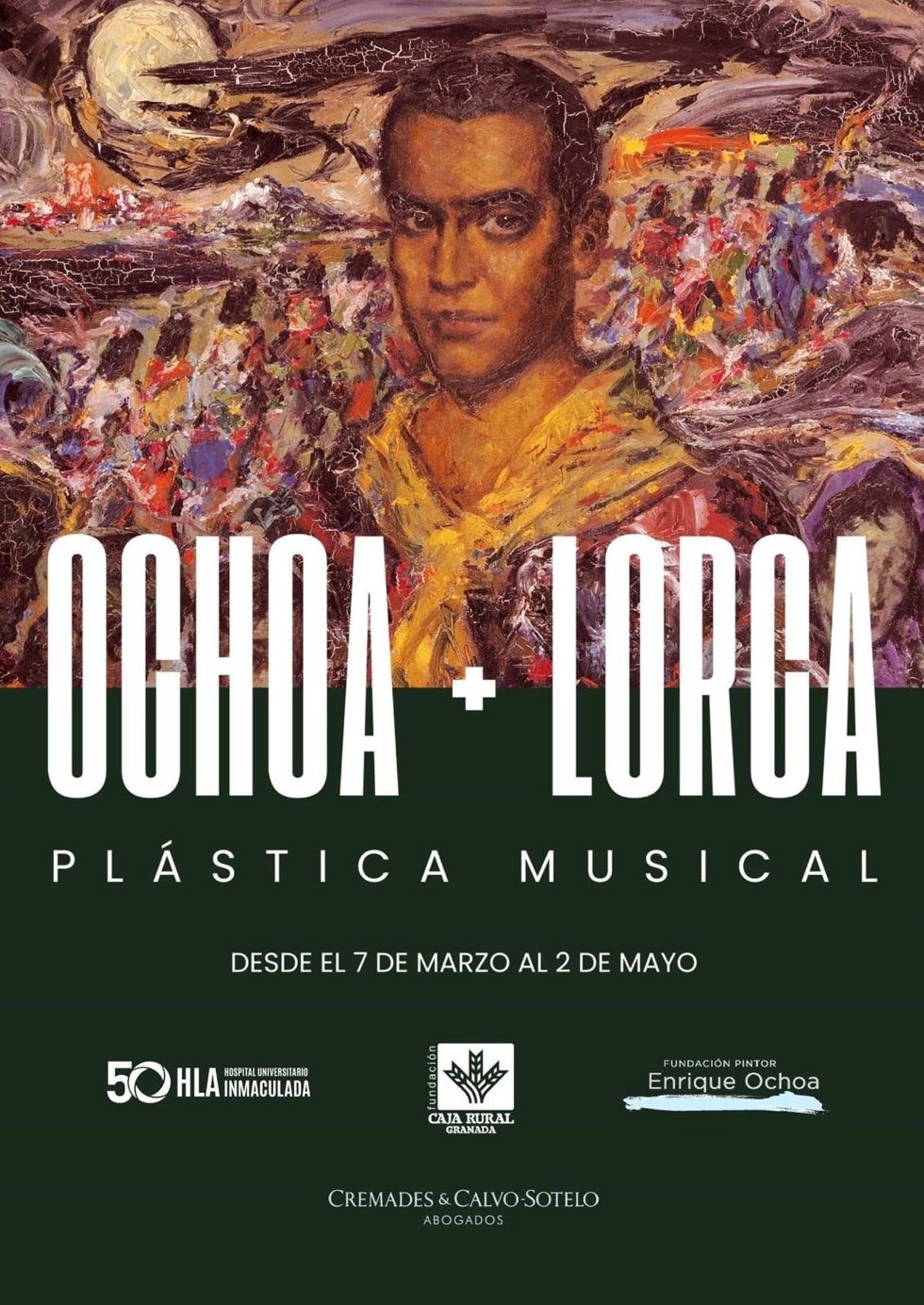 Cartel de la exposición 'OCHOA+LORCA, PLÁSTICA MUSICAL' que se inagura el 7 de marzo en la sala Zaida de la Fundación Caja Rural.