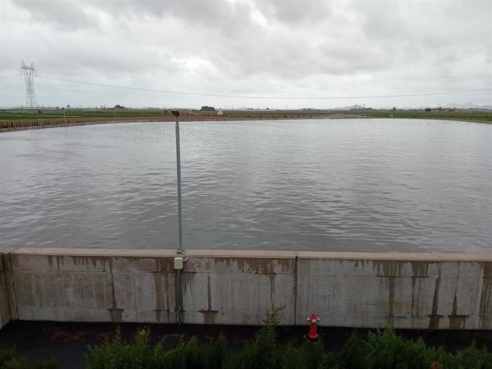 Tanque de tormentas de Torre Pacheco a pleno funcionamiento por las lluvias de ayer domingo.