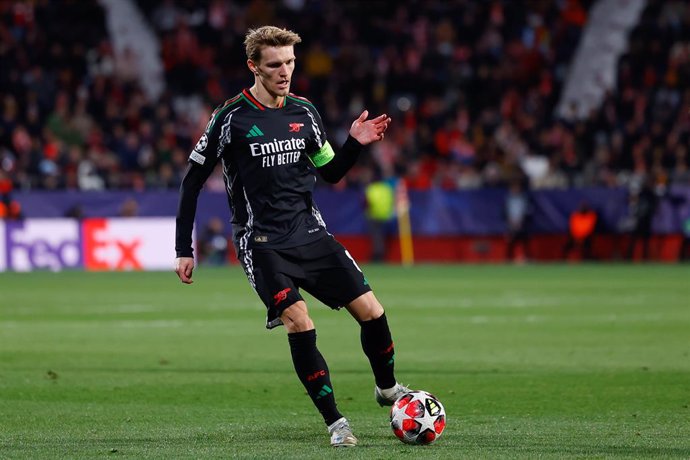 Archivo - Martin Odegaard of Arsenal FC in action during the UEFA Champions League 2024/25 League Phase MD8 match between Girona FC and Arsenal FC at Estadio de Montilivi on January 29, 2025, in Girona, Spain.