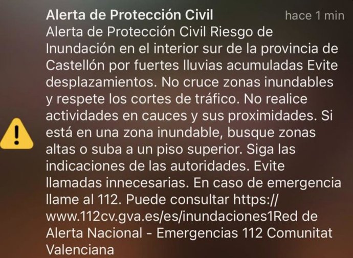 Imatge del missatge a les poblacions de l'interior sud de Castelló