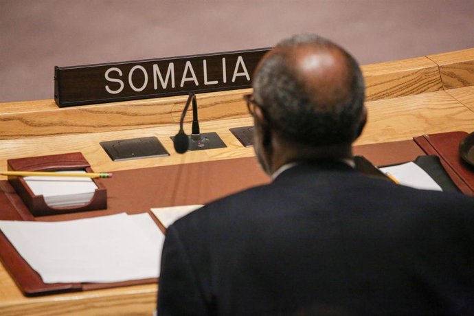 Archivo - El asiento de Somalia en una reunión del Consejo de Seguridad 