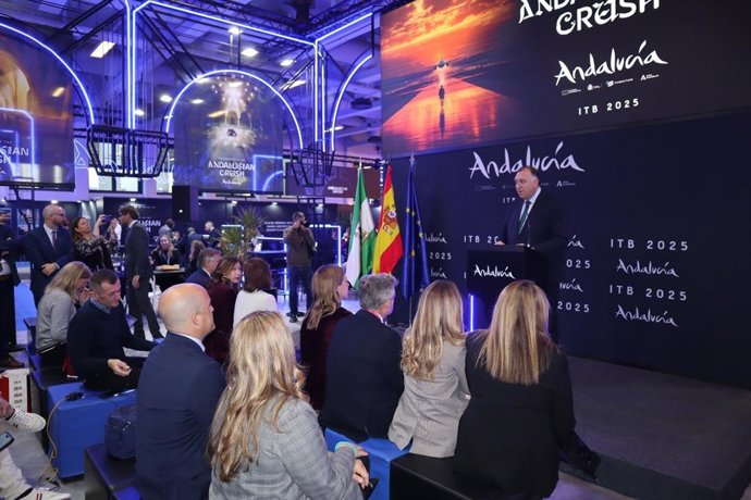 El consejero de Turismo de la Junta, Arturo Bernal, en la jornada inaugural de la Bolsa Internacional de Turismo (ITB) de Berlín