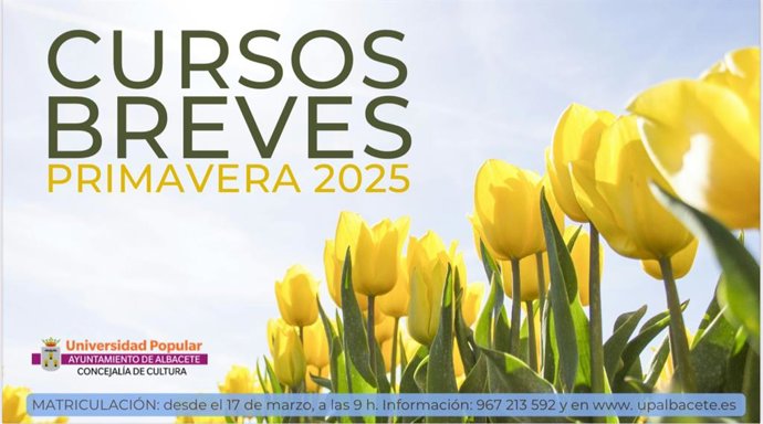 Cartel de los cursos breves de la Universidad Popular de Albacete.
