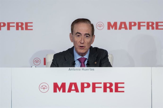 El presidente de MAPFRE, Antonio Huertas, durante la presentación de los resultados anuales de MAPFRE, a 12 de febrero de 2025, en Madrid (España).