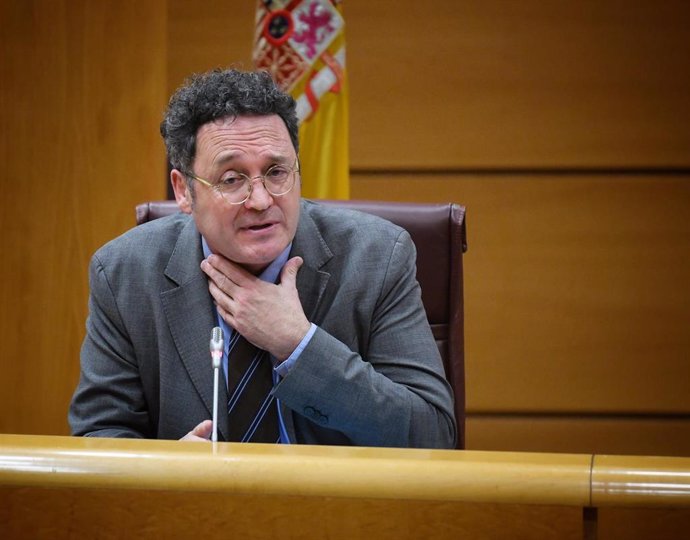 El Fiscal General del Estado, Álvaro García Ortiz, durante su comparecencia en la Comisión de Justicia, en el Senado, a 18 de febrero de 2025, en Madrid (España). García Ortiz comparece para presentar la Memoria anual de la Fiscalía referida a 2023. Es la