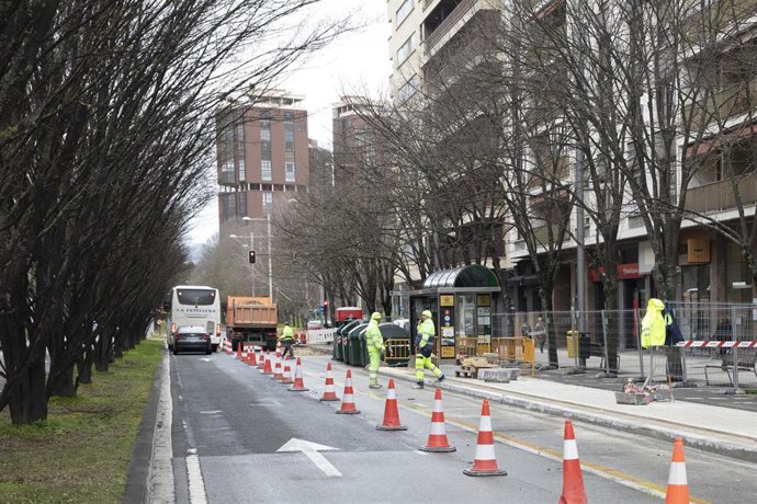 Obras en la avenida Pío XII.