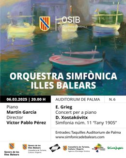 Cartel del 6º concierto de 2025 de la Orquestra Simfònica de Balears.