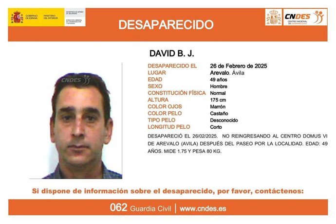 Aviso de personas desaparecida en Ávila